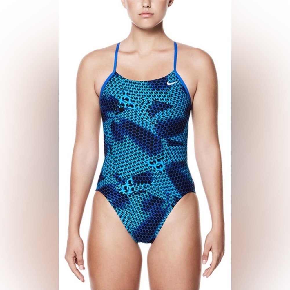 Nike Girls Nova Spark Racerback Blue One Piece Swimsuit size Girls 12